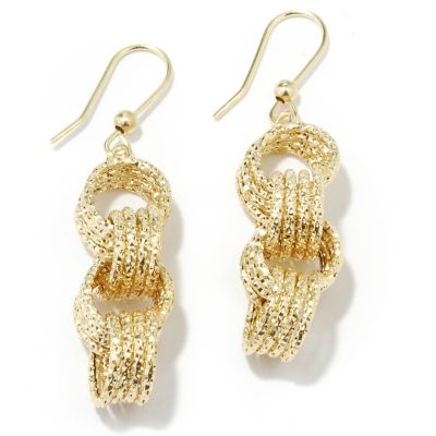 14K Gold Fancy Diamond Cut Quadruple Rolo Dangle Earrings