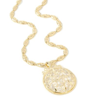 14K Gold 18.25" Beautiful Filigree Collection Medallion Necklace