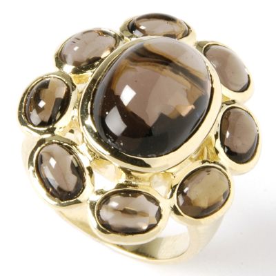 14K Gold Bold Smoky Quartz Oval Ring