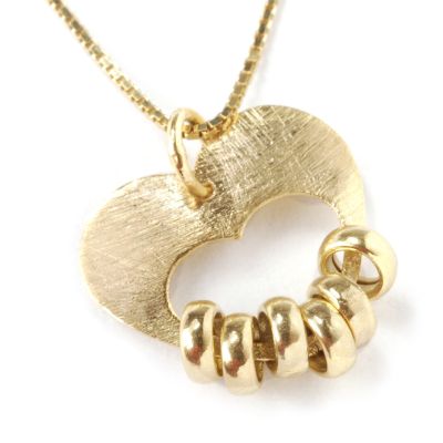 14K White, Rose, or Yellow Gold 18" Lucky Rings Heart Necklace