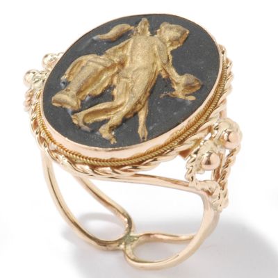 14K Gold Roman Goddess Minerva Black & Gold Ring