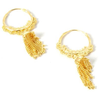 21K Fringe Dangle Hoop Earrings