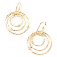 18K Diamond Accent Floating Circles Dangle Earrings