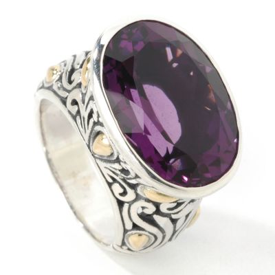 J304343 - Sterling Silver / 18K Gold Amethyst, Blue Topaz or Citrine Ring