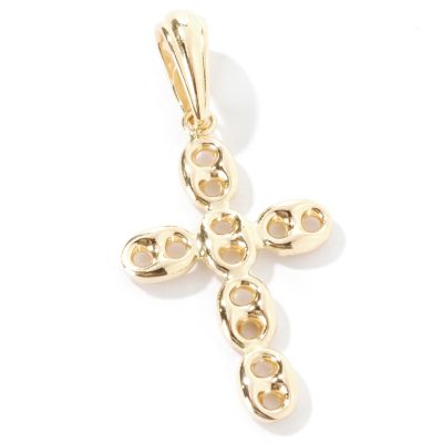 18K Gold Puffed Mariner Cross Pendant
