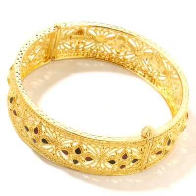 21K Gold 75 Granulated Enamel Bangle Bracelet