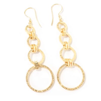 14K Gold Fantasia Circle Drop Earrings