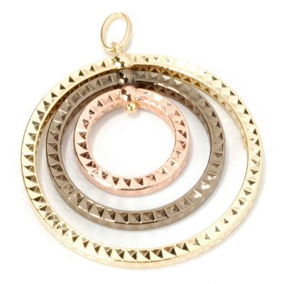J304976 - 14K Tri-Color Gold Choice Three-Circle Pendant