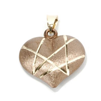 14K Yellow / Chocolate Gold Wrapped Heart Pendant
