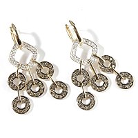 14K Chocolate & White Diamond Circle Design Earrings