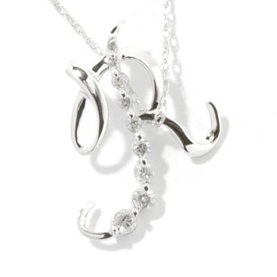 J305241 - 14K White Gold Diamond Initial Pendant w/ Chain