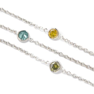 14K White Gold 18" 1.50ct Colored Diamond Station Necklace