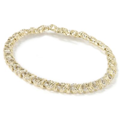 10K 7" 1.00ct Diamond "X" Design Bracelet