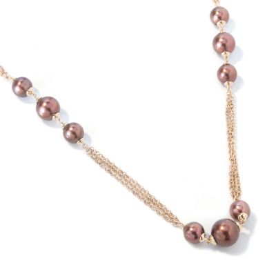 14K Gold 17.5" Cultured Chocolate South Sea Pearl Necklace