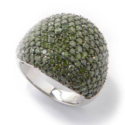 10K WG Green Diamond Pave Ring