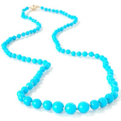 14K Gold 18" Graduated Turquoise Bead Necklace