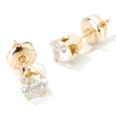 14K Gold Round Cut Diamond Stud Earrings