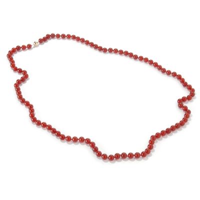 14K Gold 36" Red Agate Bead Necklace