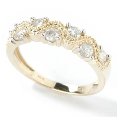 14K White or Yellow Gold Diamond Curvy Band Ring