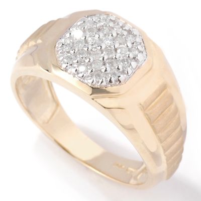 10K Gold Diamond Men's Size 10.5 Octagon Ring