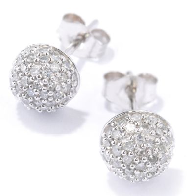 14K White Gold Diamond Dome Earrings
