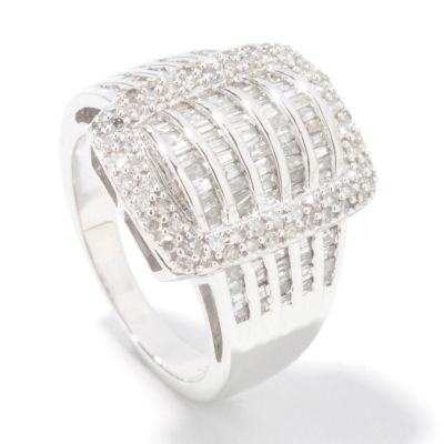 14K White Gold 1.00ct Diamond Five-Row Buckle Ring