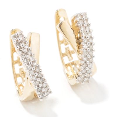14K Gold Crossover Diamond Earrings