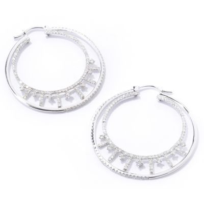 14K White Gold 1.50ct Diamond Circle Earrings