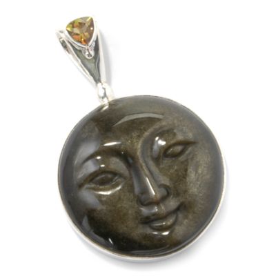 Sterling Silver Obsidian & Topaz Pendant
