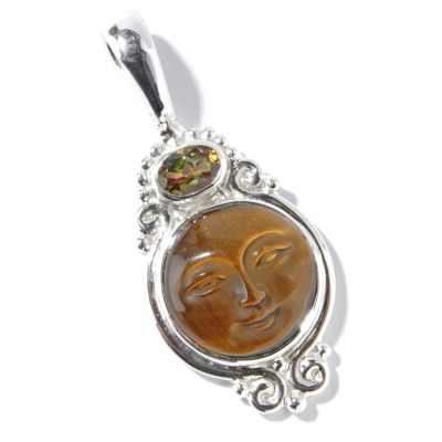 Sterling Silver Tiger Eye & Mango Topaz Pendant