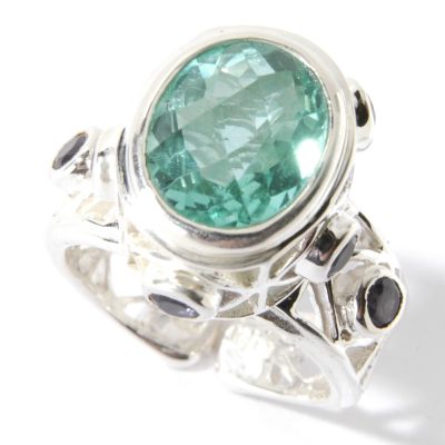 Sterling Silver Forest Crystal Quartz & Iolite Ring