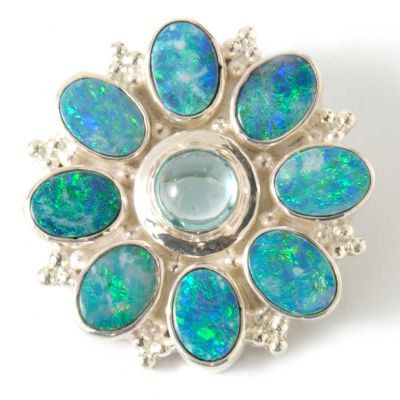Sterling Silver Opal & Apatite Pin/Pendant