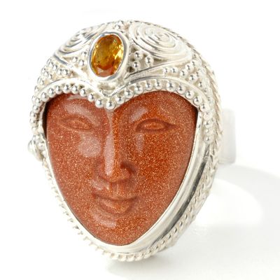 Sterling Silver Sandstone & Citrine Goddess Ring