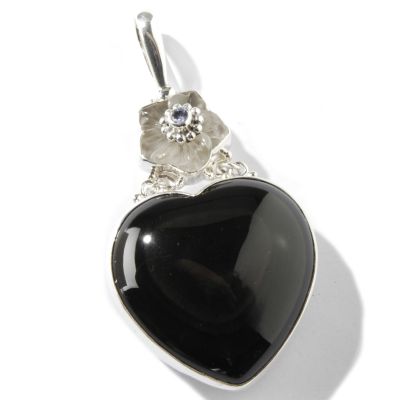 Sterling Silver Obsidian, Crystal, & Topaz Pendant