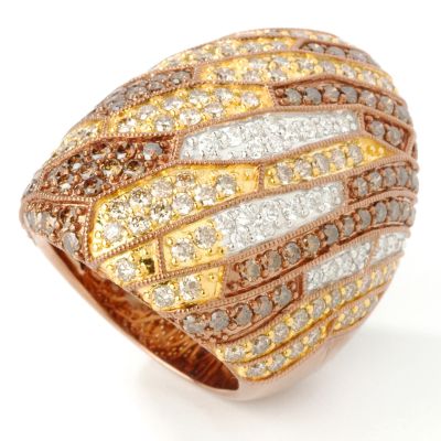 14K Rose Gold 4.10ct Chocolate & White Diamond Multi-Grain Ring at ShopNBC.com