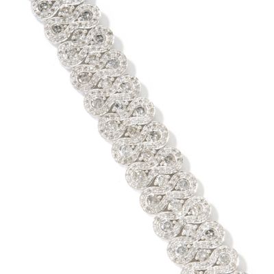 14K WG 7.5" Diamond Pave Wave Bracelet