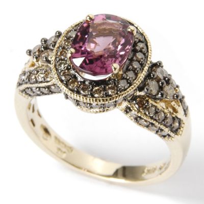 14K Apatite or Pink Tourmaline & Chocolate Diamond Ring