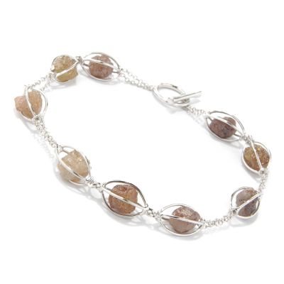18K WG 8" 21.10ct Rough Diamond Bracelet