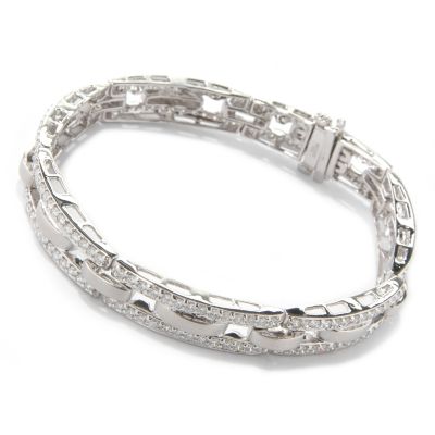 18K WG 7.25" 3.92ct Diamond Satin Link Bracelet