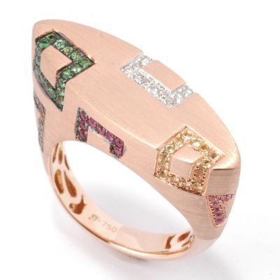 18K Rose Gold Multi-Gemstone & Diamond Contemporary Ring at ShopNBC.com :  gemstrone diamond rose yellow