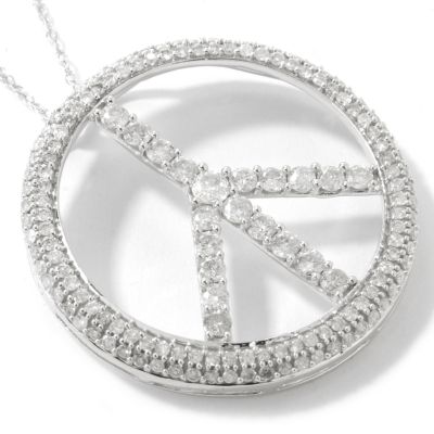 J307493 - 14K White or Yellow Gold 1.74ct Diamond Peace Symbol Pendant w/ Chain