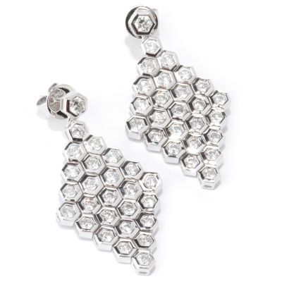 18K White or Yellow Gold 3.99ct Diamond Flexible Honeycomb Earrings at ShopNBC.com