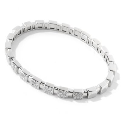 14K White, Rose or Yellow Gold 7" 1.01ct Diamond Station Flex Bracelet
