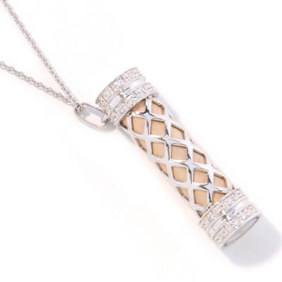 14K White / Yellow Gold Gemstone & Diamond Kaleidoscope Pendant w/ Chain