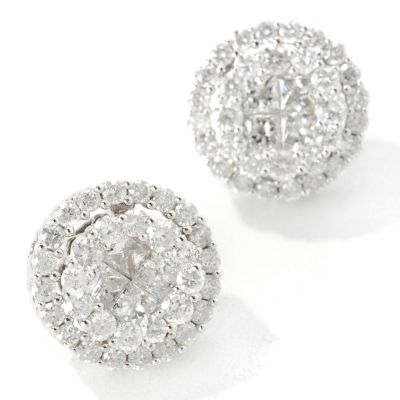 14K White Gold Set of 2.25ct Diamond Stud Earrings w/ Jackets