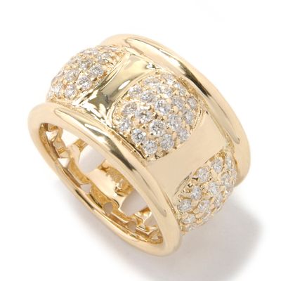 J307714 - 14K White or Yellow Gold 1.00ct Diamond Three-Station Pave Ring