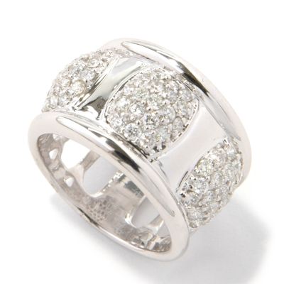 14K White or Yellow Gold 1.00ct Diamond Three-Station Pave Ring
