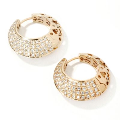 14K White or Yellow Gold 2.10ct Diamond Hoop Earrings