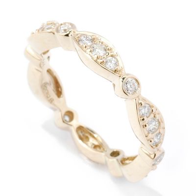 14K White or Yellow Gold Diamond Marquise & Round Station Ring