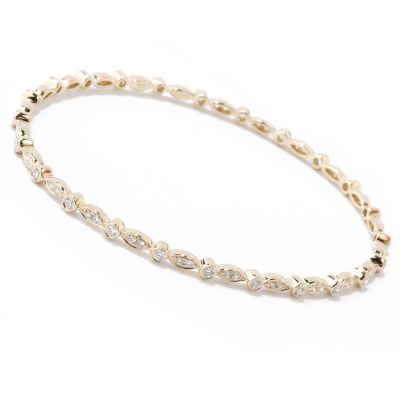 14K White or Yellow Gold 8" 1.70ct Diamond Marquise/Round Station Bracelet